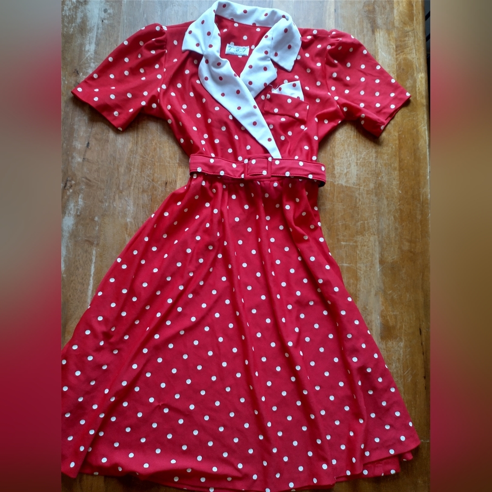 1950's Vintage Style Red Polka Dot Dress Costume